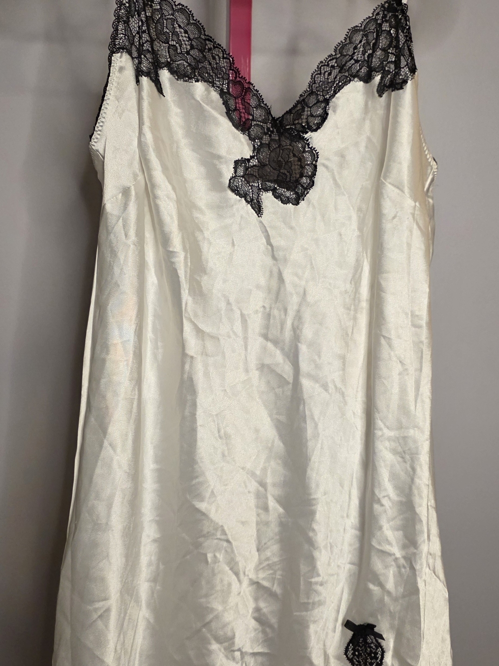 Victoria's Secret Cream Chemise with Black Lace Trim